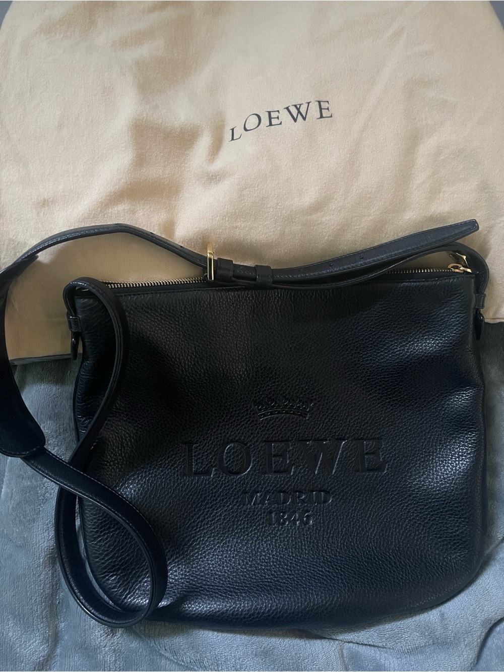 Loewe  Black Leather Crossbody Shoulder Bag